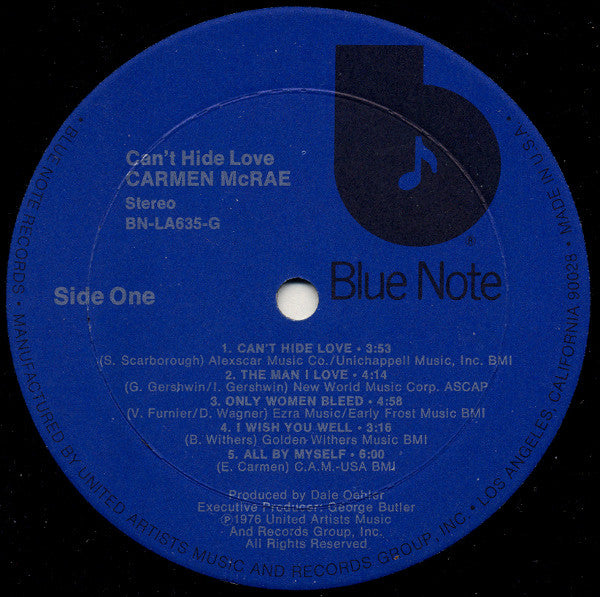 Carmen McRae – Can't Hide Love - 1976 US Pressing