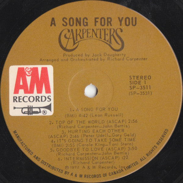 Carpenters – A Song For You - 1972