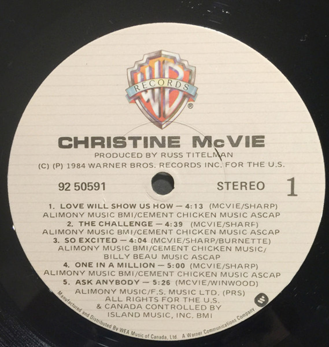 Christine McVie – Christine McVie - 1984 Pressing