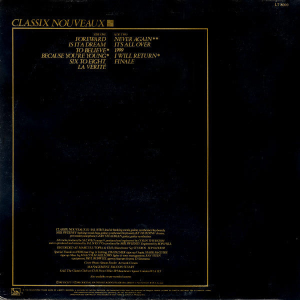 Classix Nouveaux – La Verité - 1982 Original - Vinyl Pursuit Inc