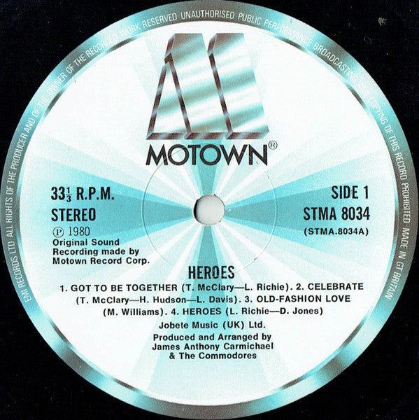 Commodores – Heroes UK Pressing