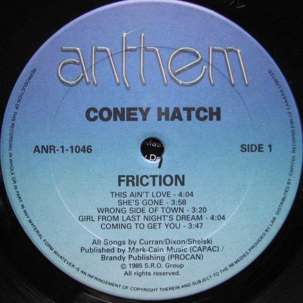 Coney Hatch – Friction - 1985 Original - Bargain!