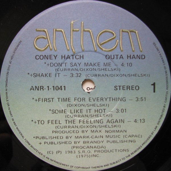 Coney Hatch – Outa Hand - 1983 in Shrinkwrap! VinylPursuit.com