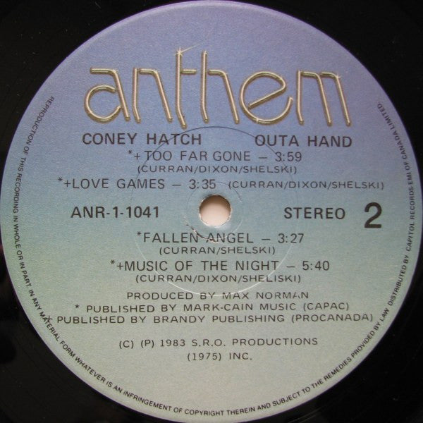 Coney Hatch – Outa Hand - 1983 in Shrinkwrap! VinylPursuit.com