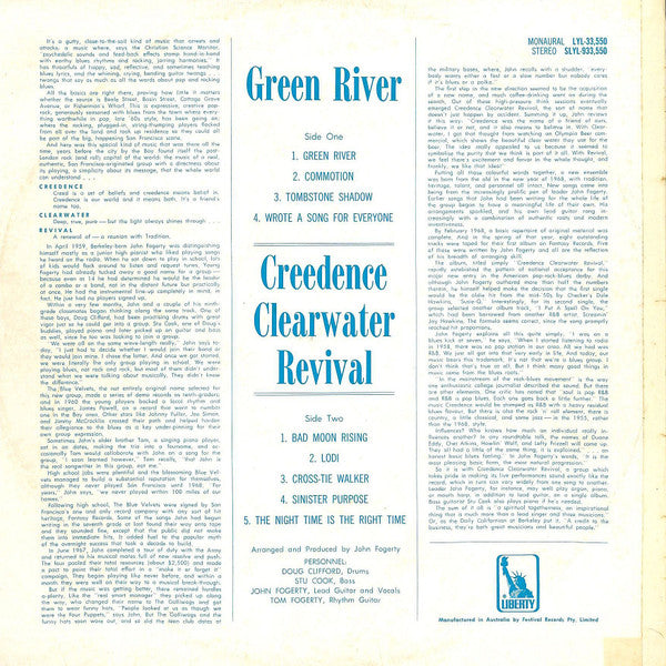 Creedence Clearwater Revival – Green River - 1969  Australian Pressing