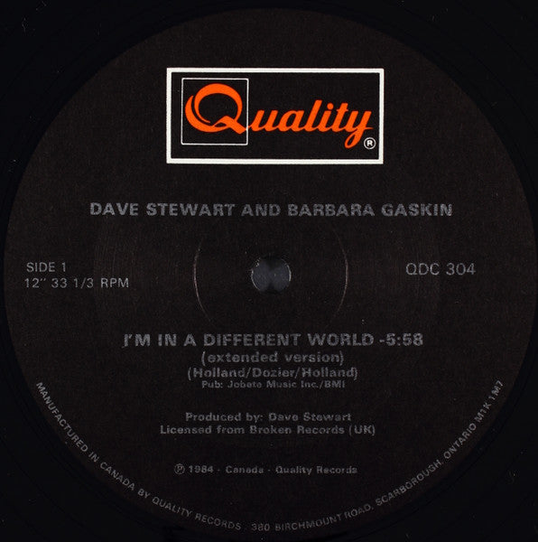 Dave Stewart & Barbara Gaskin – I'm In A Different World