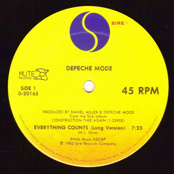 Depeche Mode – Everything Counts (In Larger Amounts) - US 1983 Original - Vinyl Pursuit Inc