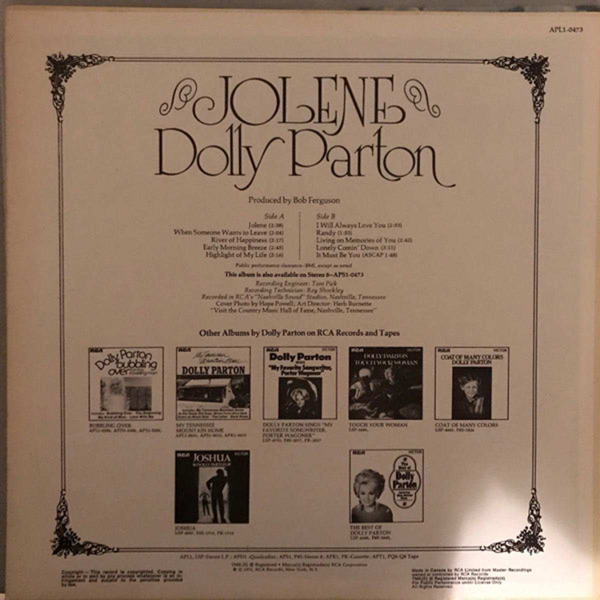 Dolly Parton Jolene 1974 Rare Vinyl Pursuit Inc Dolly parton jolene 1974 rare vinyl pursuit inc