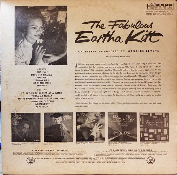 Eartha Kitt – The Fabulous Eartha Kitt - 1959 Original US Pressing