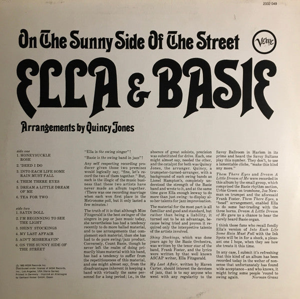 Ella Fitzgerald With Count Basie And His Orchestra – Ella And Basie! - 1975 German Pressing