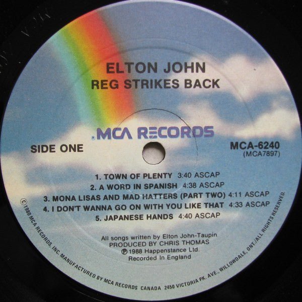 Elton John – Reg Strikes Back - 1988 Original - Vinyl Pursuit Inc