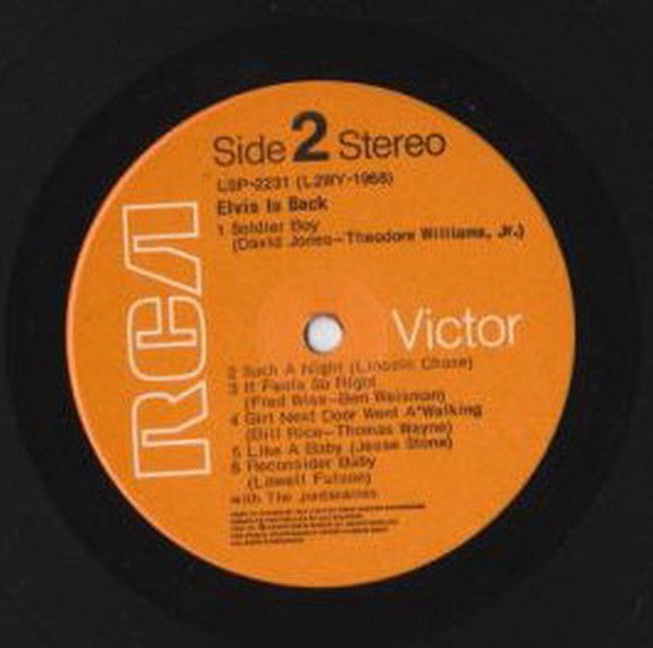 Elvis Presley With The Jordanaires – Elvis Is Back! - 1972 Pressing