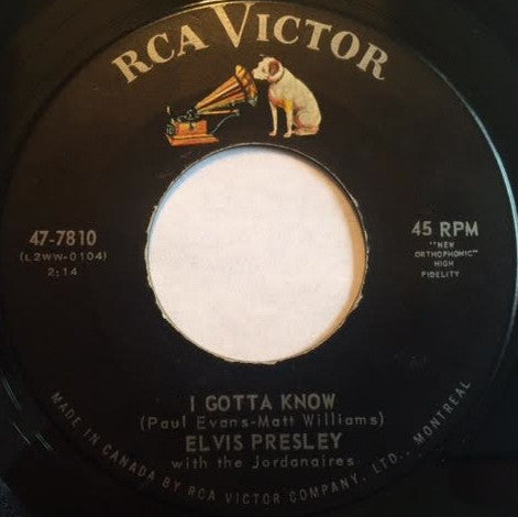 Elvis Presley – Are You Lonesome To-Night? / I Gotta Know - 7" Single