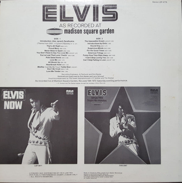 Elvis Presley – Elvis As Recorded At Madison Square Garden