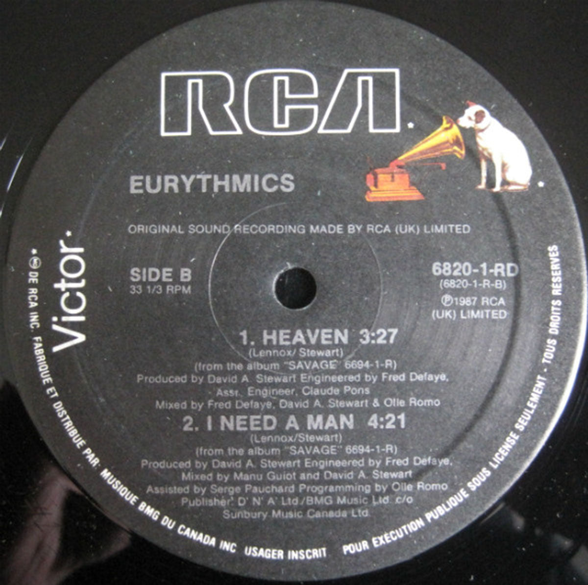 Eurythmics – I Need A Man - 1987 Vinyl Pursuit Inc