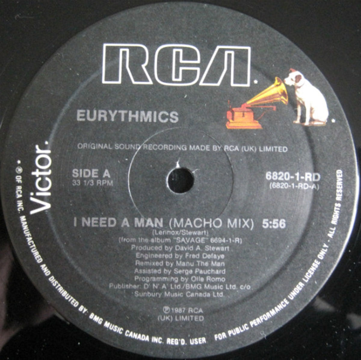 Eurythmics – I Need A Man - 1987 Vinyl Pursuit Inc