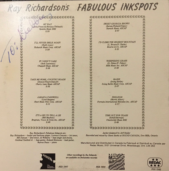 Fabulous Inkspots – Ray Richardson's Fabulous Inkspots