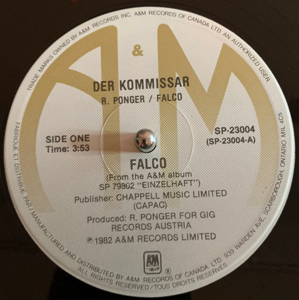 Falco – Der Kommissar / Zuviel Hitze - 1982 Original!