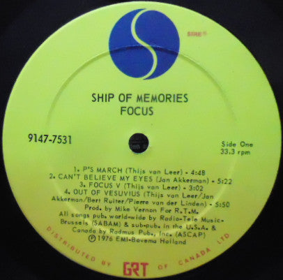 Focus – Ship Of Memories - 1976 Original Pressing