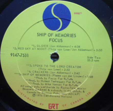 Focus – Ship Of Memories - 1976 Original Pressing