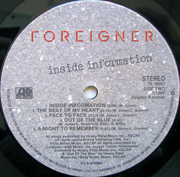 Foreigner – Inside Information - 1987 Original