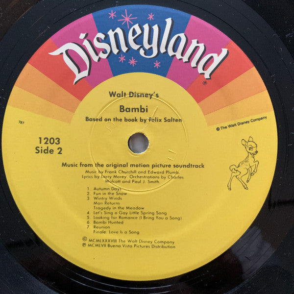 Frank Churchill, Edward Plumb, Larry Morey – Walt Disney's Bambi (Music From The Original Motion Picture Soundtrack) US Pressing