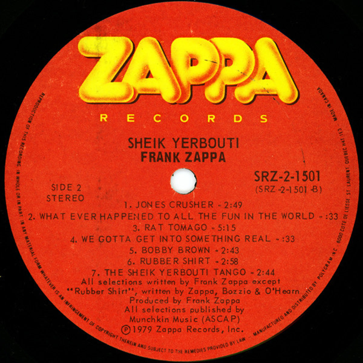 Frank Zappa – Sheik Yerbouti - 1979 Pressing