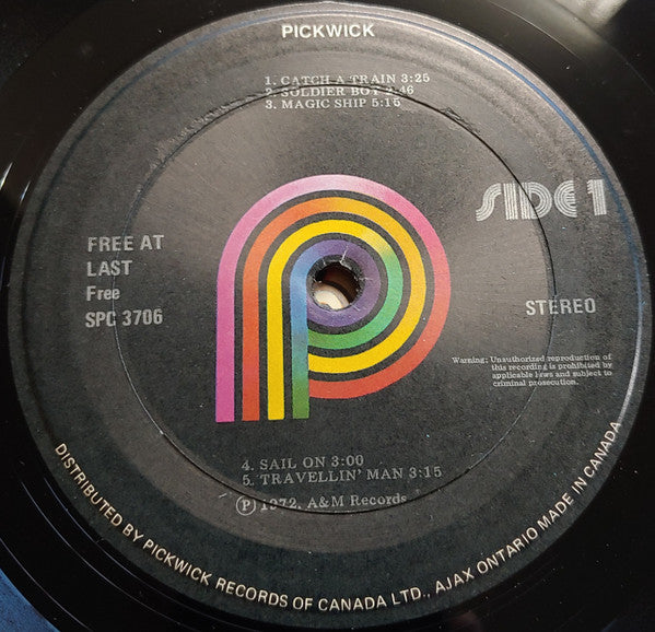 Free – Free At Last - 1979 Pressing