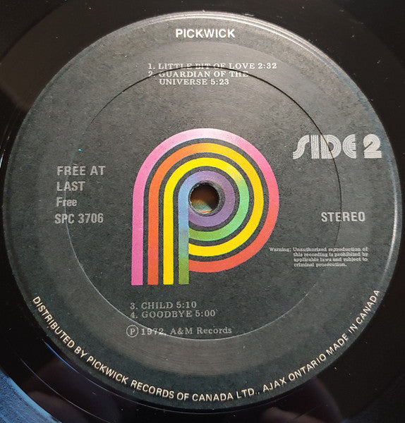 Free – Free At Last - 1979 Pressing