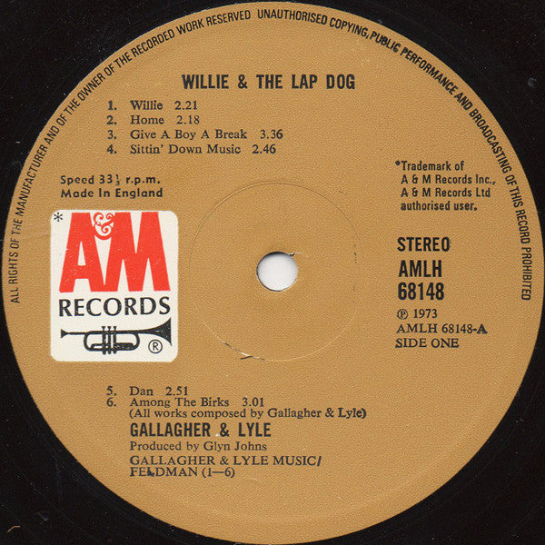 Gallagher And Lyle – Willie And The Lapdog UK Pressing