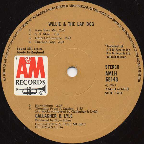 Gallagher And Lyle – Willie And The Lapdog UK Pressing