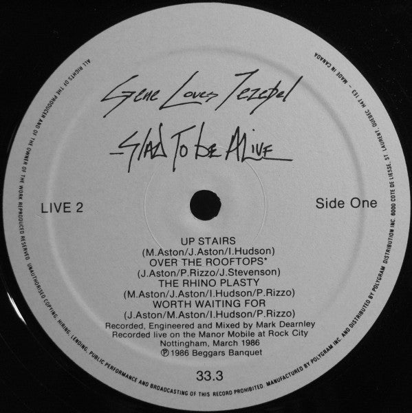Gene Loves Jezebel – Glad To Be Alive
