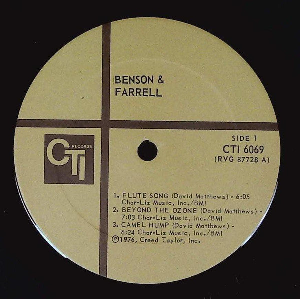 George Benson & Joe Farrell – Benson & Farrell - 1976 Original