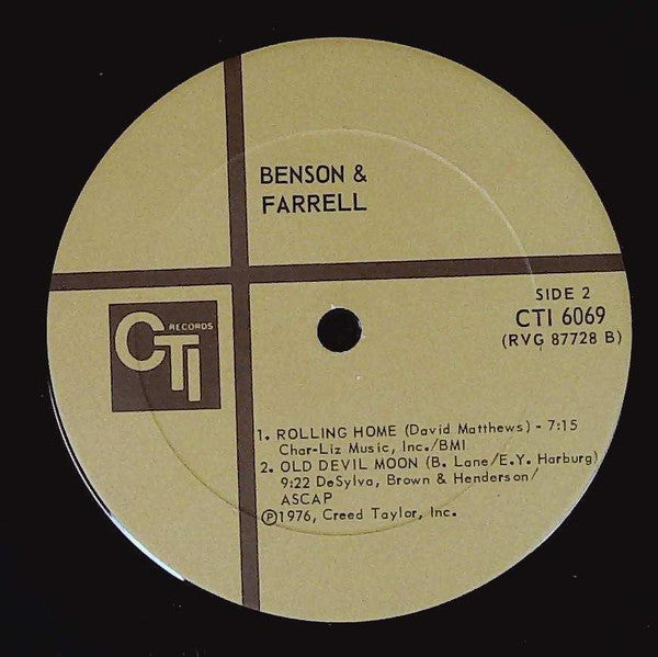 George Benson & Joe Farrell – Benson & Farrell - 1976 Original