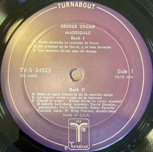 George Crumb – Madrigals - 1973 US Pressing -Sealed!