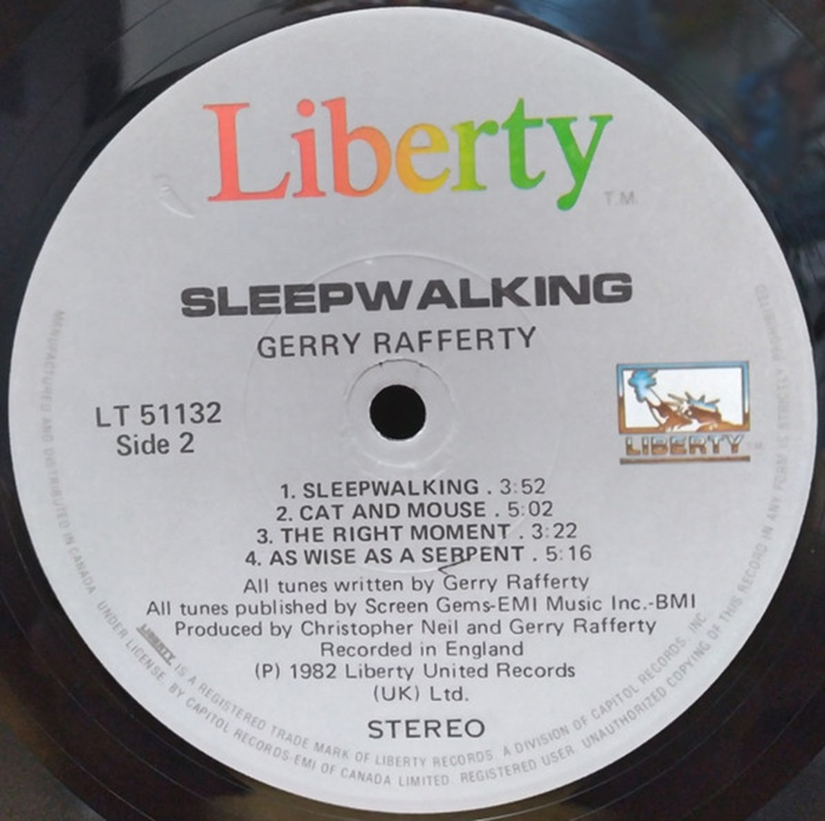 Gerry Rafferty – Sleepwalking - 1982 – Vinyl Pursuit Inc