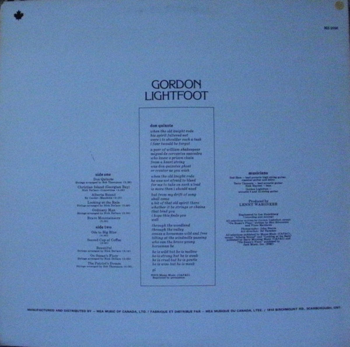 Gordon Lightfoot – Don Quixote - 1972