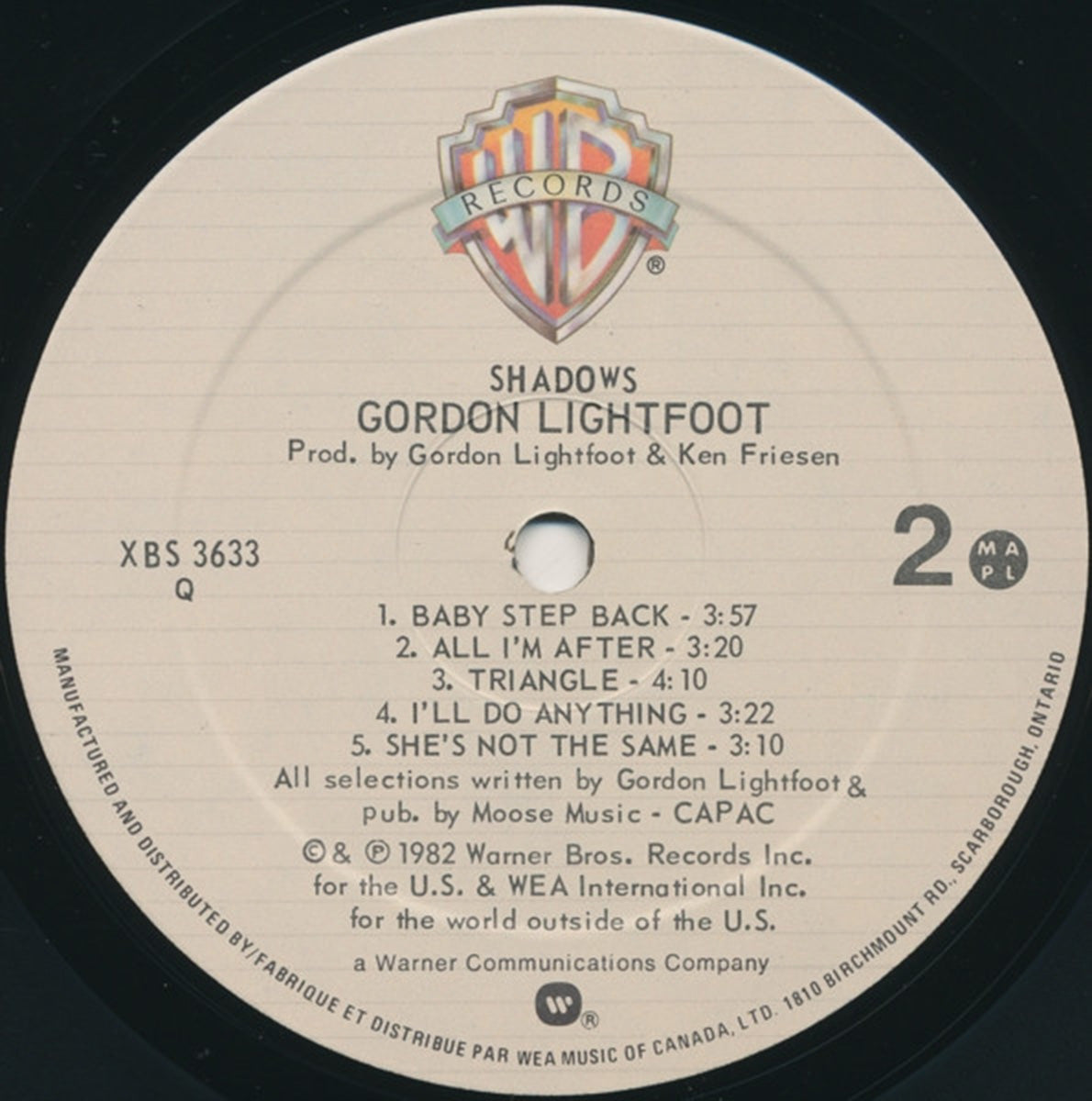 Gordon Lightfoot – Shadows - 1982