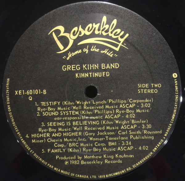 Greg Kihn Band – Kihntinued - 1982