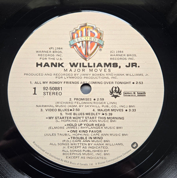 Hank Williams, Jr. – Major Moves - 1984 Original, Near Mint