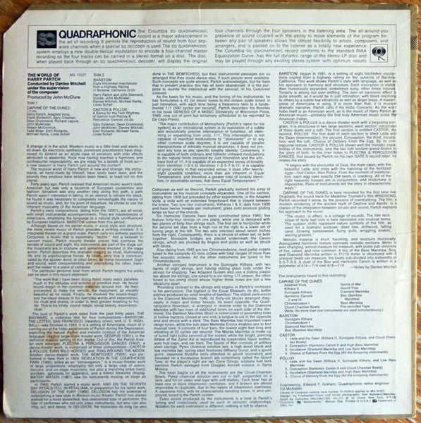 Harry Partch – The World Of Harry Partch - 1972 Quadraphonic US Pressing