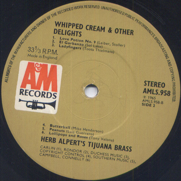 Herb Alpert's Tijuana Brass – Whipped Cream & Other Delights - UK Pressing