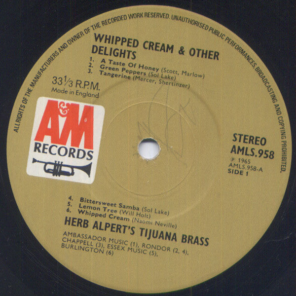 Herb Alpert's Tijuana Brass – Whipped Cream & Other Delights - UK Pressing