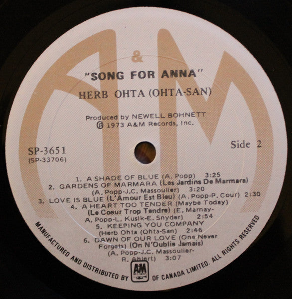 Herb Ohta – Song For Anna - 1973 Original Pressing