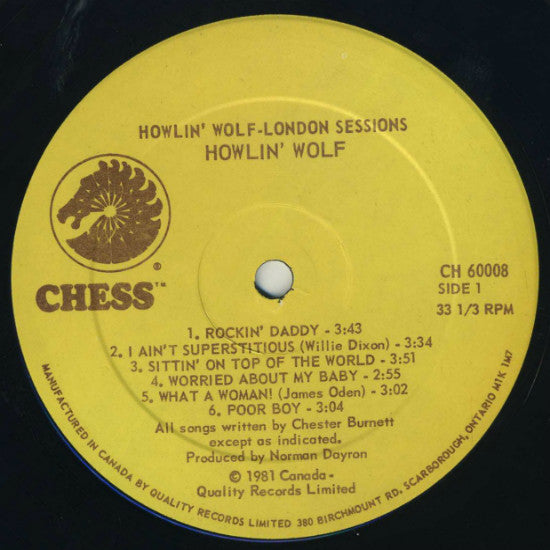 Howlin' Wolf – London Sessions - 1981 Pressing