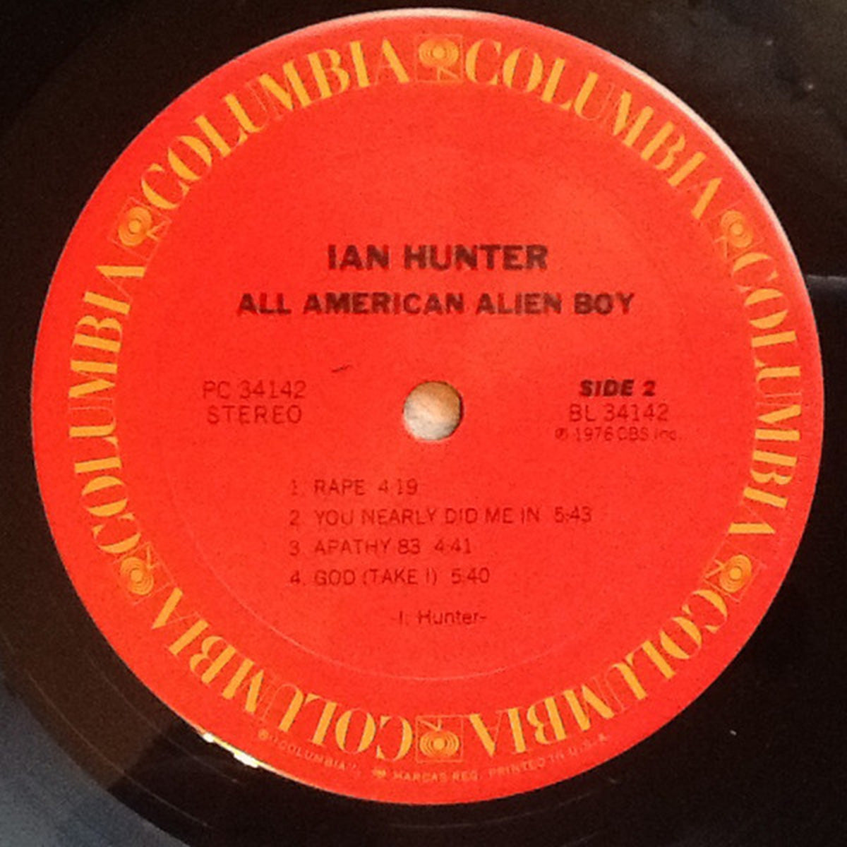 Ian Hunter – All American Alien Boy - 1976 US Pressing