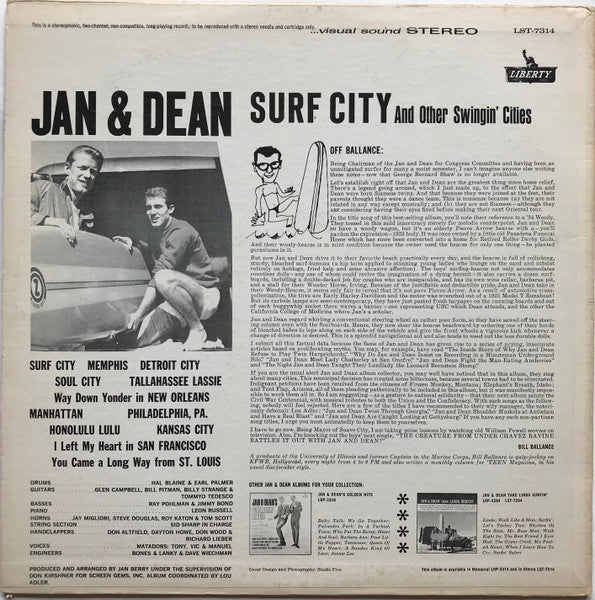 Jan & Dean – Surf City And Other Swingin' Cities - 1963