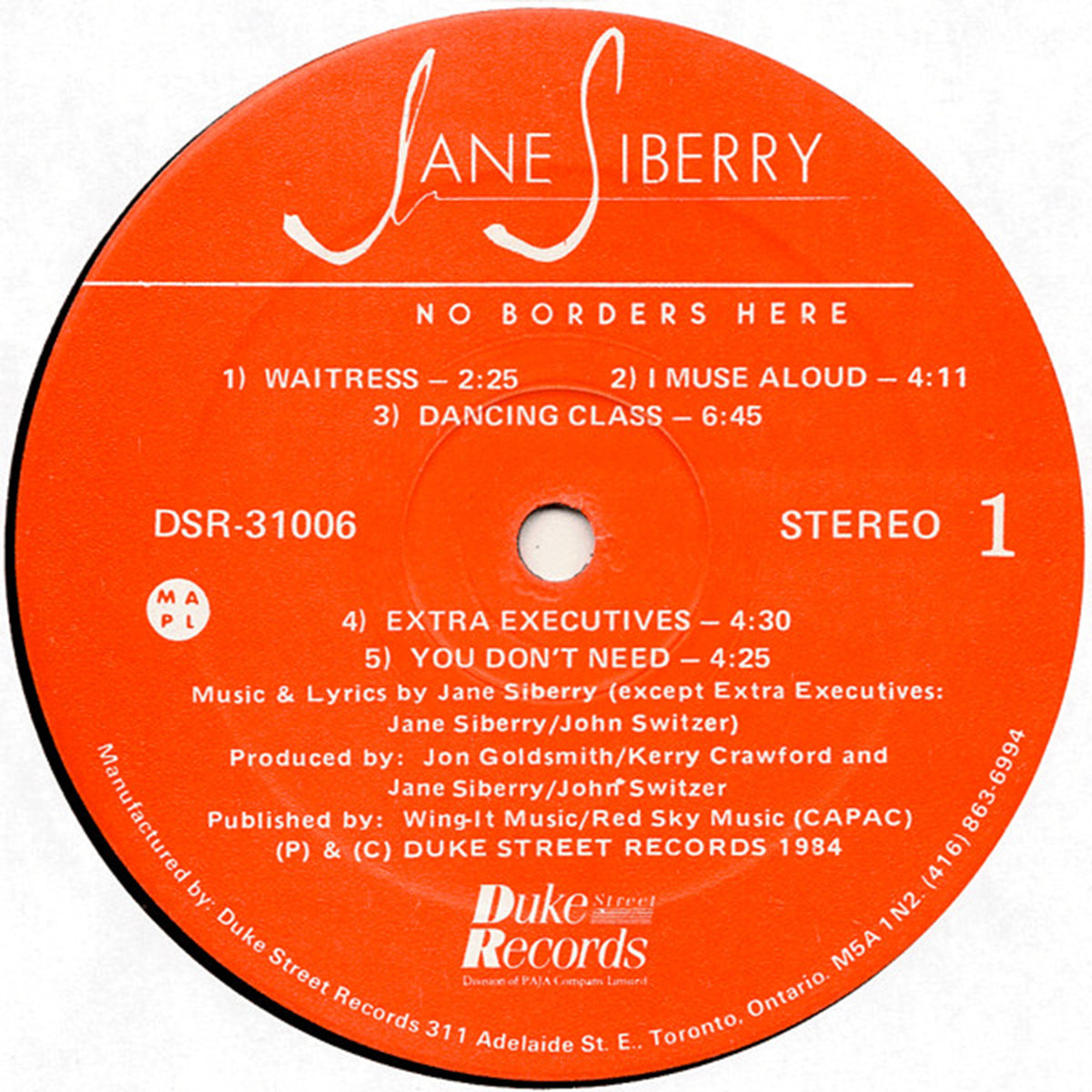 Jane Siberry – No Borders Here - 1984