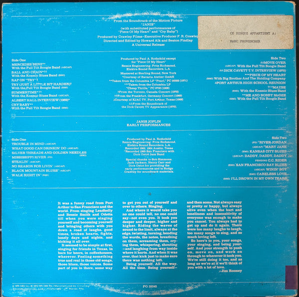 Janis Joplin – Janis - 1975 Original
