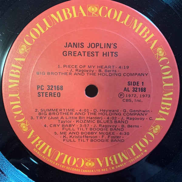 Janis Joplin – Janis Joplin's Greatest Hits - Early Pressing